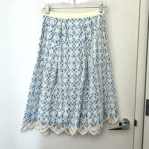 Draper James x Net-a-porter Lakeville lace and Gingham cotton-blend Skirt Size 0